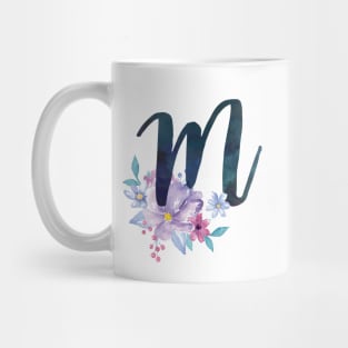 Floral Monogram M Pretty Lilac Bouquet Mug